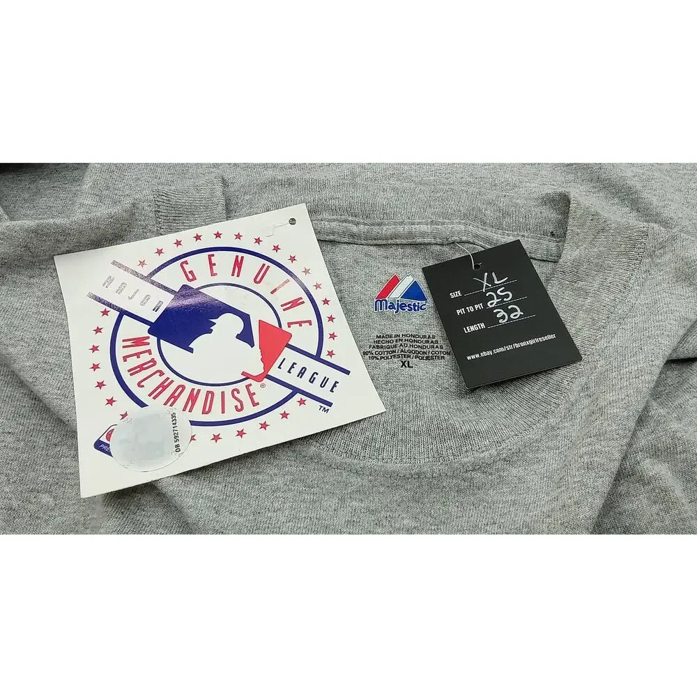 Y2K 2008 New York Yankees Baseball Club Majestic Gray Shirt Men's XL